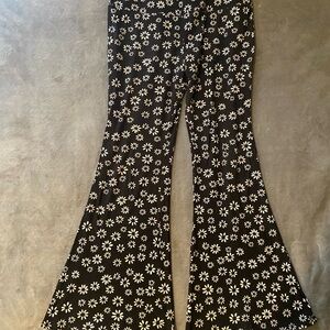 No Boundaries Black and White Floral Flare Pants